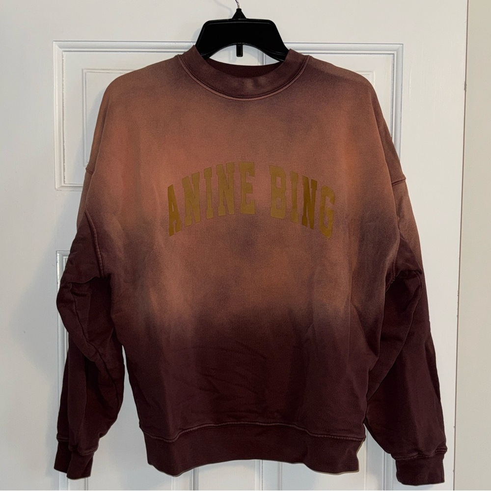 Anine Bing Faded Maroon Gold Logo Sweatshirt